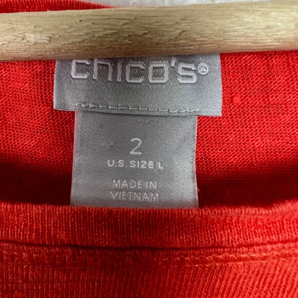 Chico's Orange 100% Linen Boxy Short Sleeve Top Chico's Size 2 (U.S. Large) - Picture 3 of 6